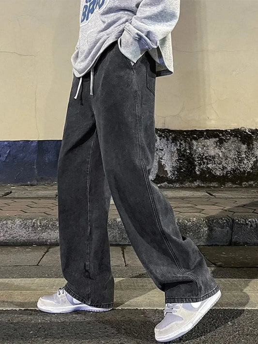 Men's Full Size Drawstring Wide Leg Jeans Plus Size - Tigbul's Variety Fashion Shop