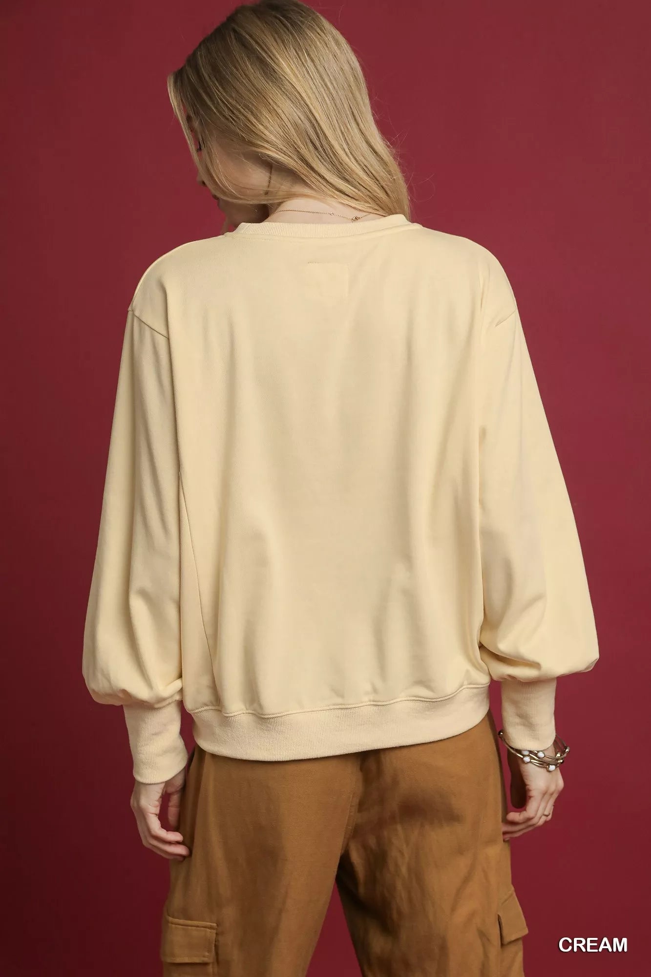 Umgee HO Applique French Terry Sweatshirt - Tigbul's Variety Fashion Shop