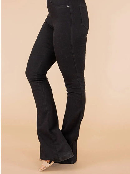 Full Size High-Waisted Flare Jeans Plus Size - Tigbul's Variety Fashion Shop