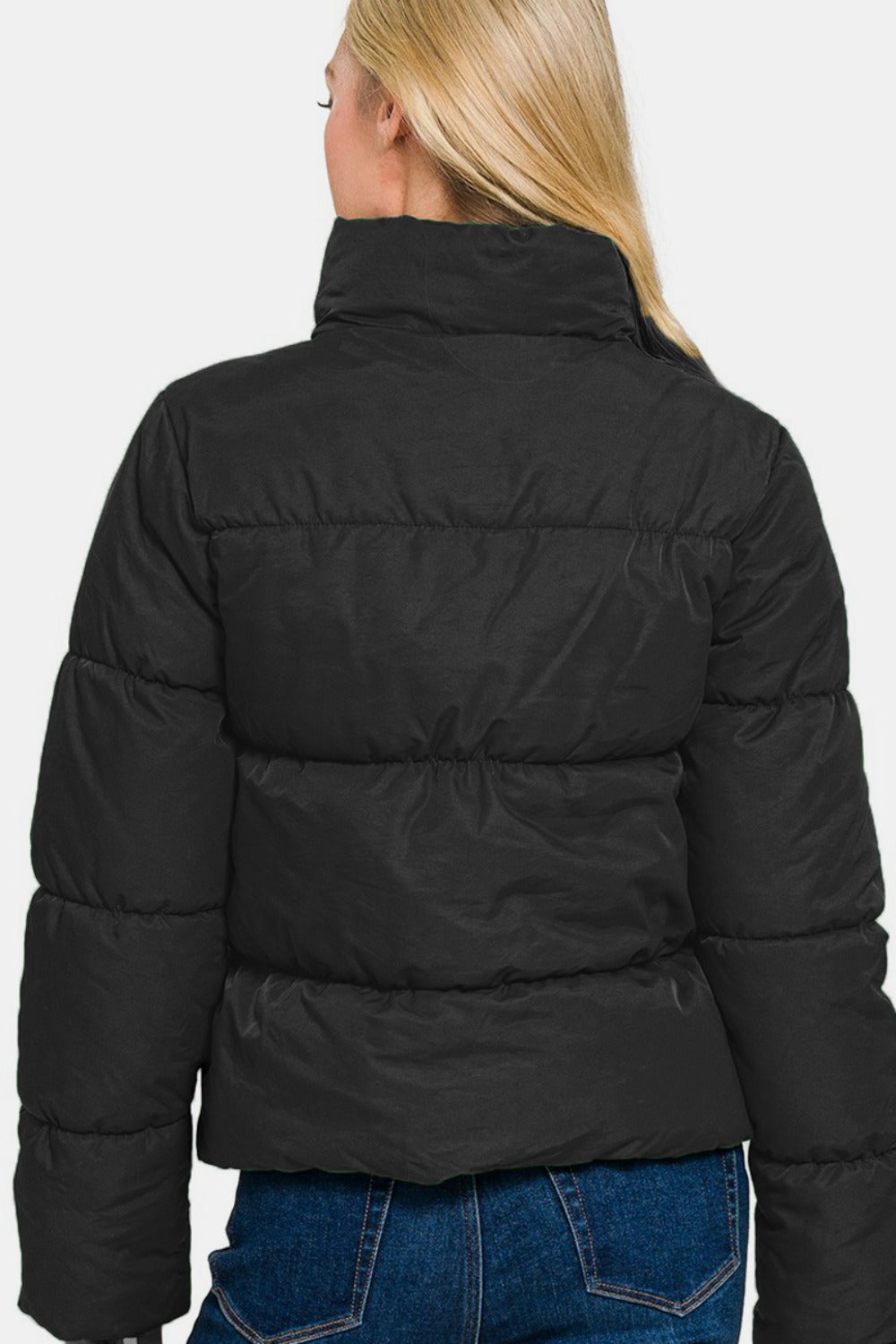 Zenana Zip Up Turtleneck Puffer Jacket with Pockets - Tigbul's Variety Fashion Shop