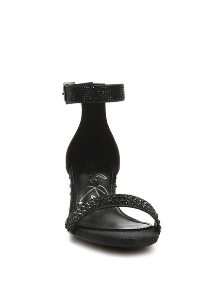 Twerky Rhinestones Embellished Block Sandals - Tigbul's Variety Fashion Shop