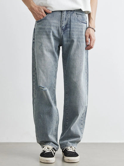 Men's Washed Wide Leg Distressed Jeans - Tigbul's Variety Fashion Shop