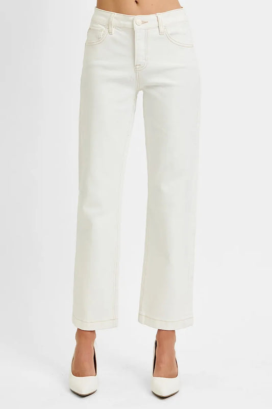 RISEN Full Size Tummy Control Mid Rise Ankle Straight Jeans Plus Size - Tigbul's Variety Fashion Shop