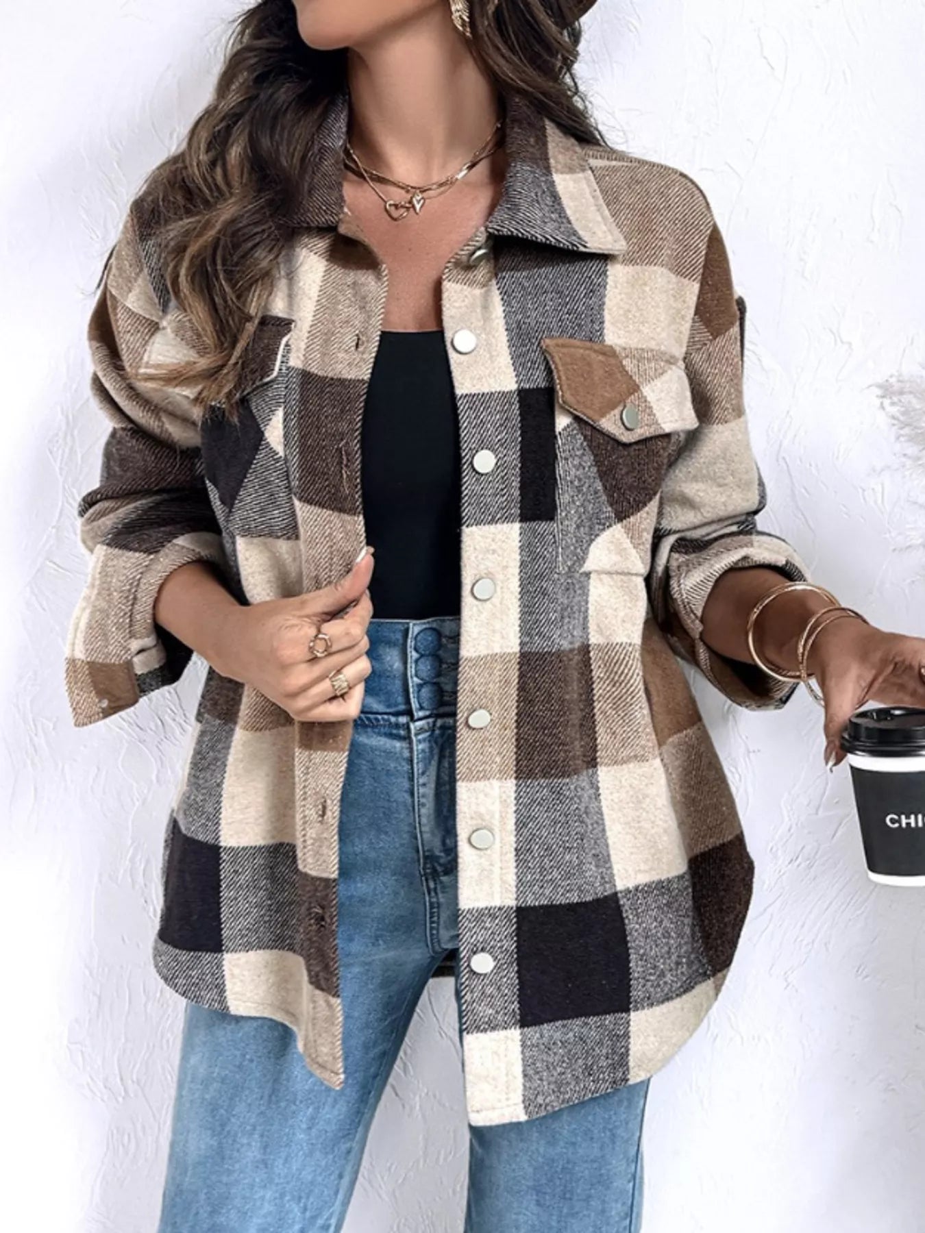 Plaid Button-Up Long Sleeve Shirt - Tigbul's Variety Fashion Shop