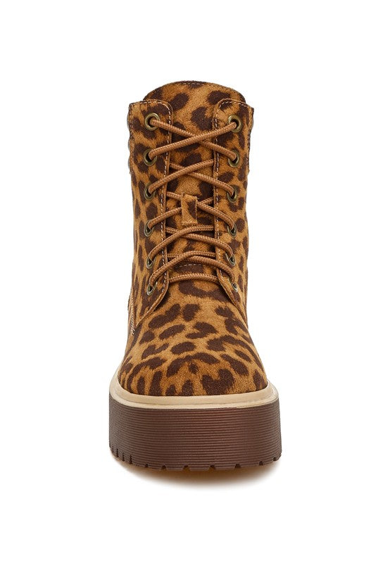 Ujola High Ankle Leopard Print Suede Boots - Tigbul's Variety Fashion Shop