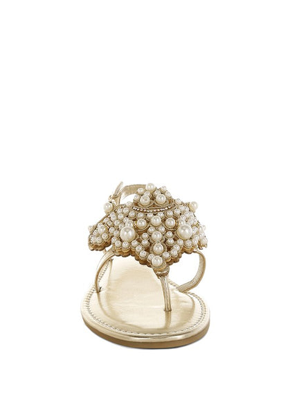 Opazie Metallic Pearl Embellished Flats - Tigbul's Variety Fashion Shop