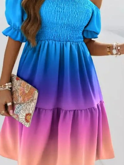 Off Shoulder Smocked Summer Dress - Tigbul's Variety Fashion Shop
