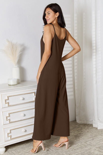 Spaghetti Strap V-Neck Jumpsuit - Tigbul's Variety Fashion Shop
