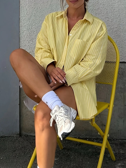 Striped Button-Down Shirt - Tigbul's Variety Fashion Shop