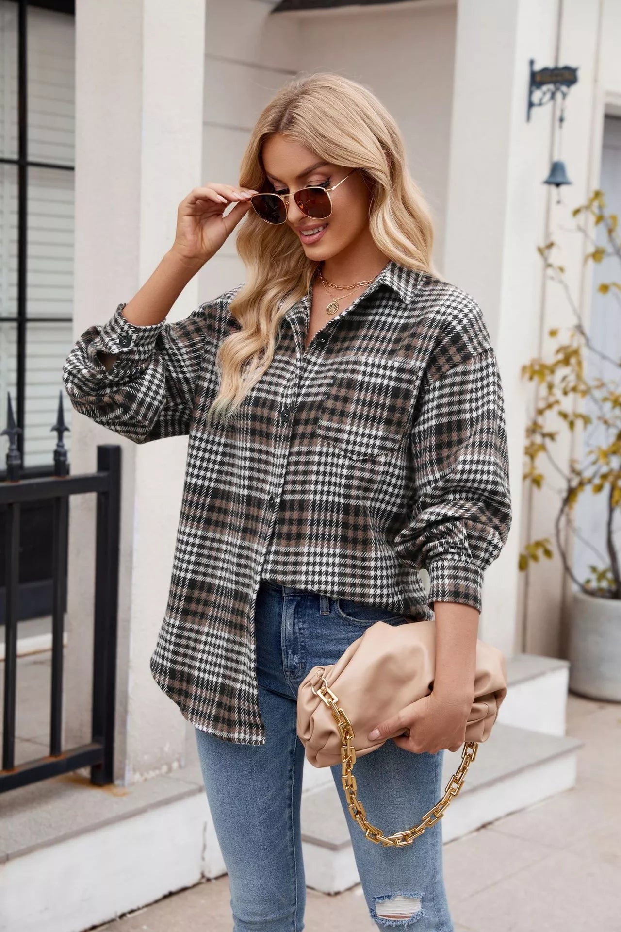 Casual Plaid Long Sleeve Shirt - Tigbul's Variety Fashion Shop