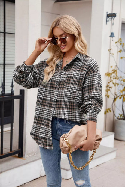 Casual Plaid Long Sleeve Shirt - Tigbul's Variety Fashion Shop