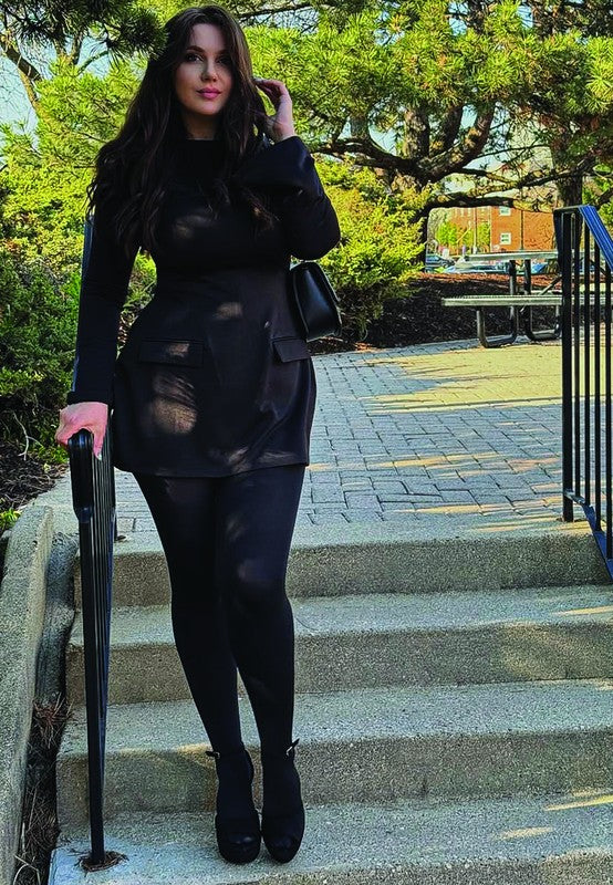 Black suede platform sandals with ankle strap and high block heel
