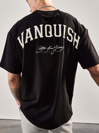 Men's Plus Size Letter Graphic Round Neck Half Sleeve T-Shirt - Tigbul's Variety Fashion Shop