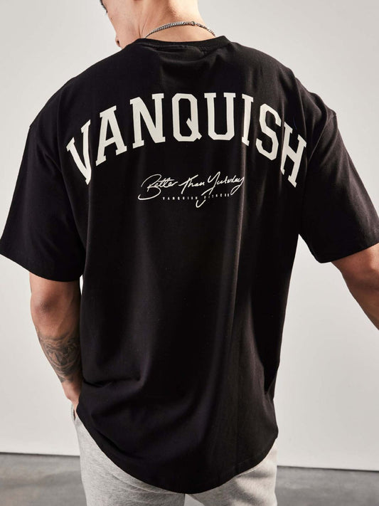 Men's Plus Size Letter Graphic Round Neck Half Sleeve T-Shirt - Tigbul's Variety Fashion Shop