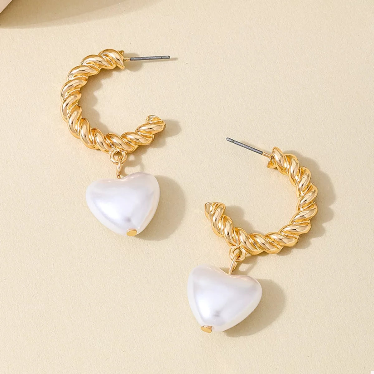 18K Gold-Plated C-Hoop Heart Earrings - Tigbul's Variety Fashion Shop