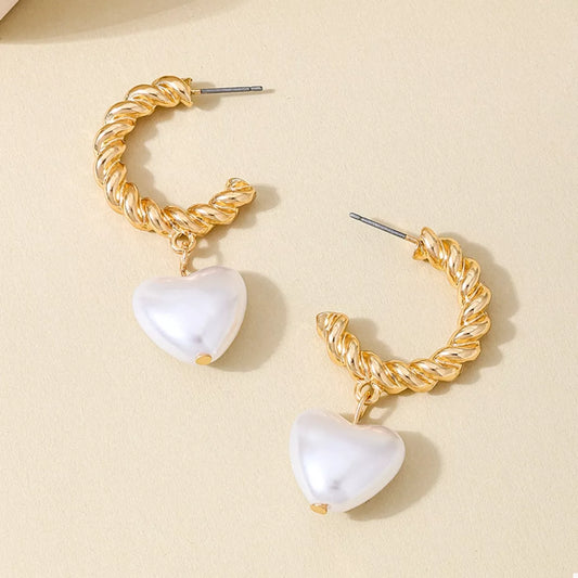 18K Gold-Plated C-Hoop Heart Earrings - Tigbul's Variety Fashion Shop