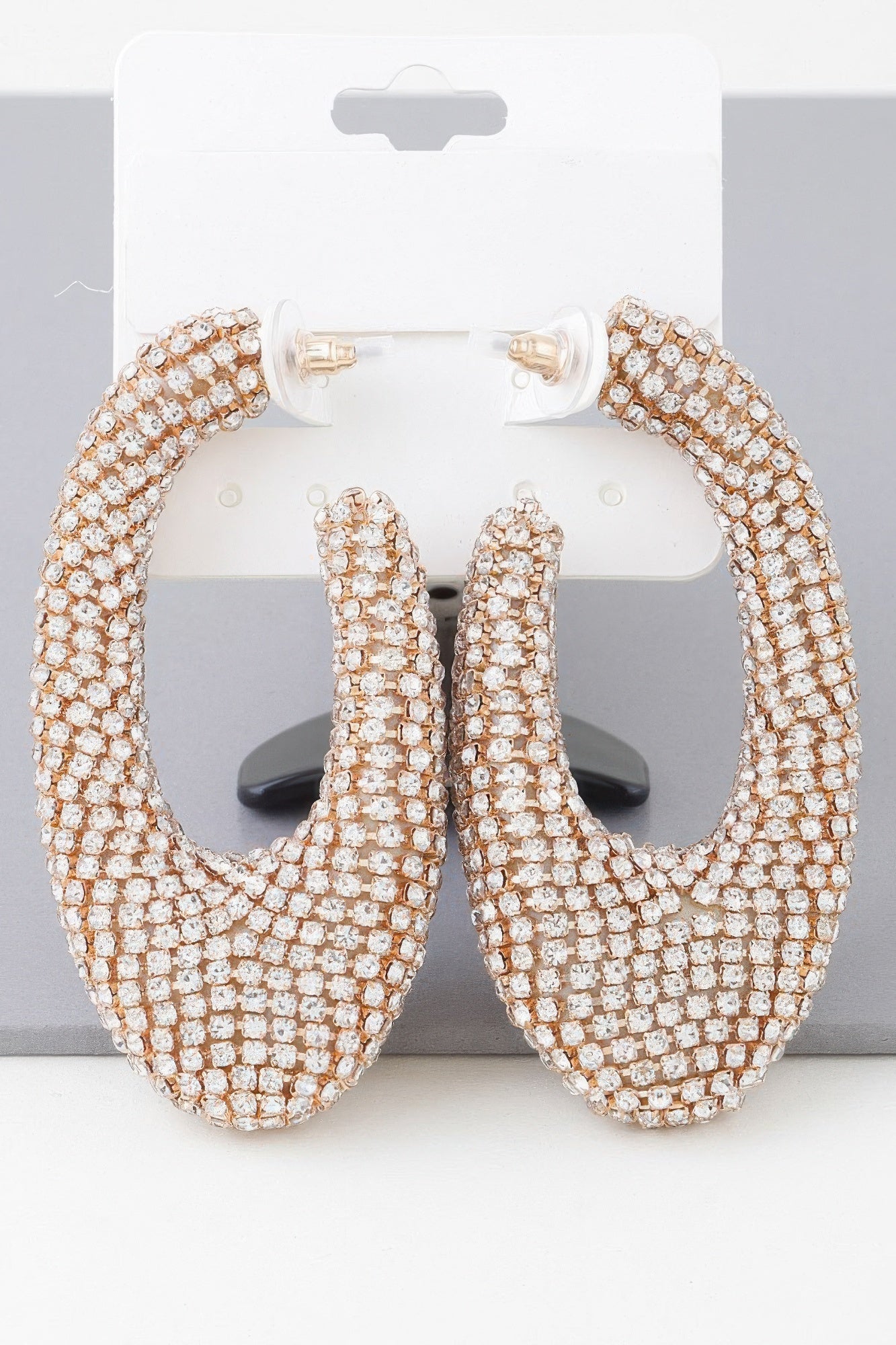 Bejeweled Abstract Oval Earrings - Tigbul's Variety Fashion Shop