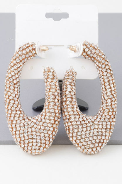 Bejeweled Abstract Oval Earrings - Tigbul's Variety Fashion Shop