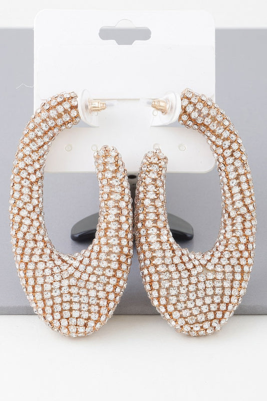 Bejeweled Abstract Oval Earrings - Tigbul's Variety Fashion Shop