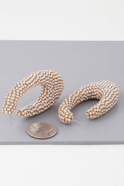 Bejeweled Abstract Oval Earrings - Tigbul's Variety Fashion Shop