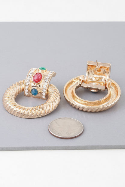 Bejeweled Twisted Hoop Drop Earrings - Tigbul's Variety Fashion Shop