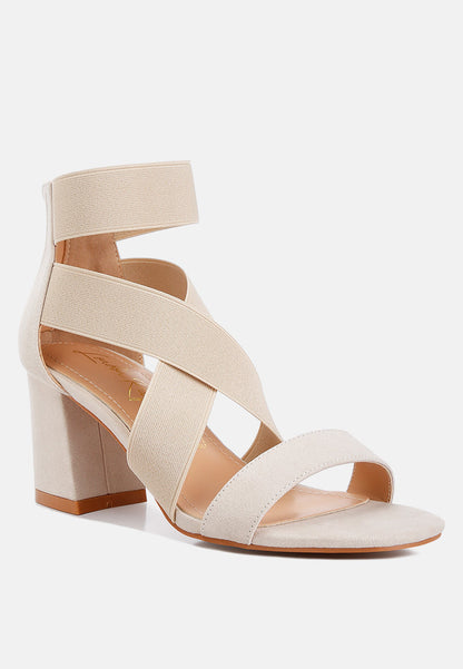 Benicia Elastic Strappy Block Heel Sandals - Tigbul's Variety Fashion Shop