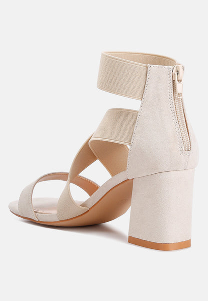 Benicia Elastic Strappy Block Heel Sandals - Tigbul's Variety Fashion Shop