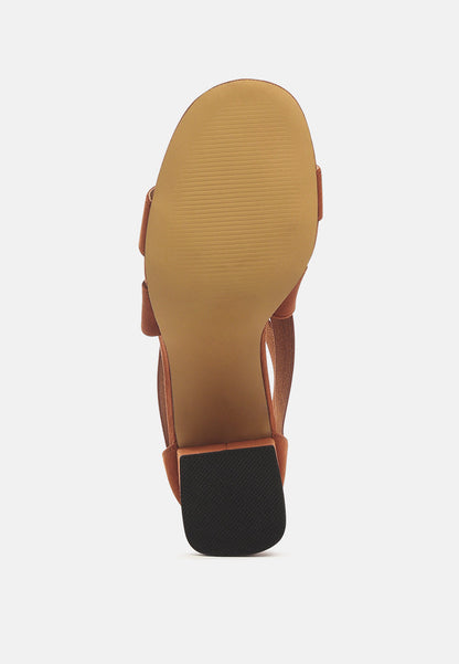 Benicia Elastic Strappy Block Heel Sandals - Tigbul's Variety Fashion Shop