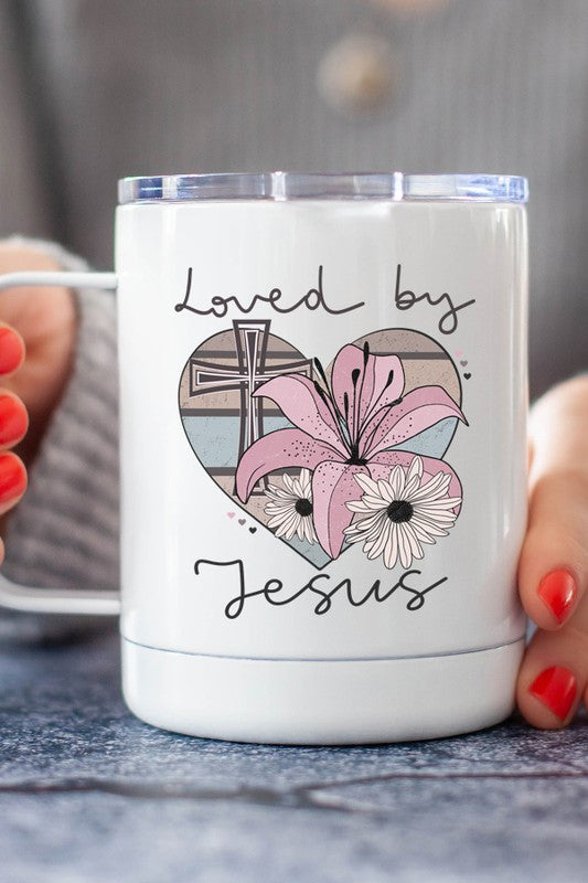 Loved By Jesus Floral Heart Travel Cup - Tigbul's Variety Fashion Shop