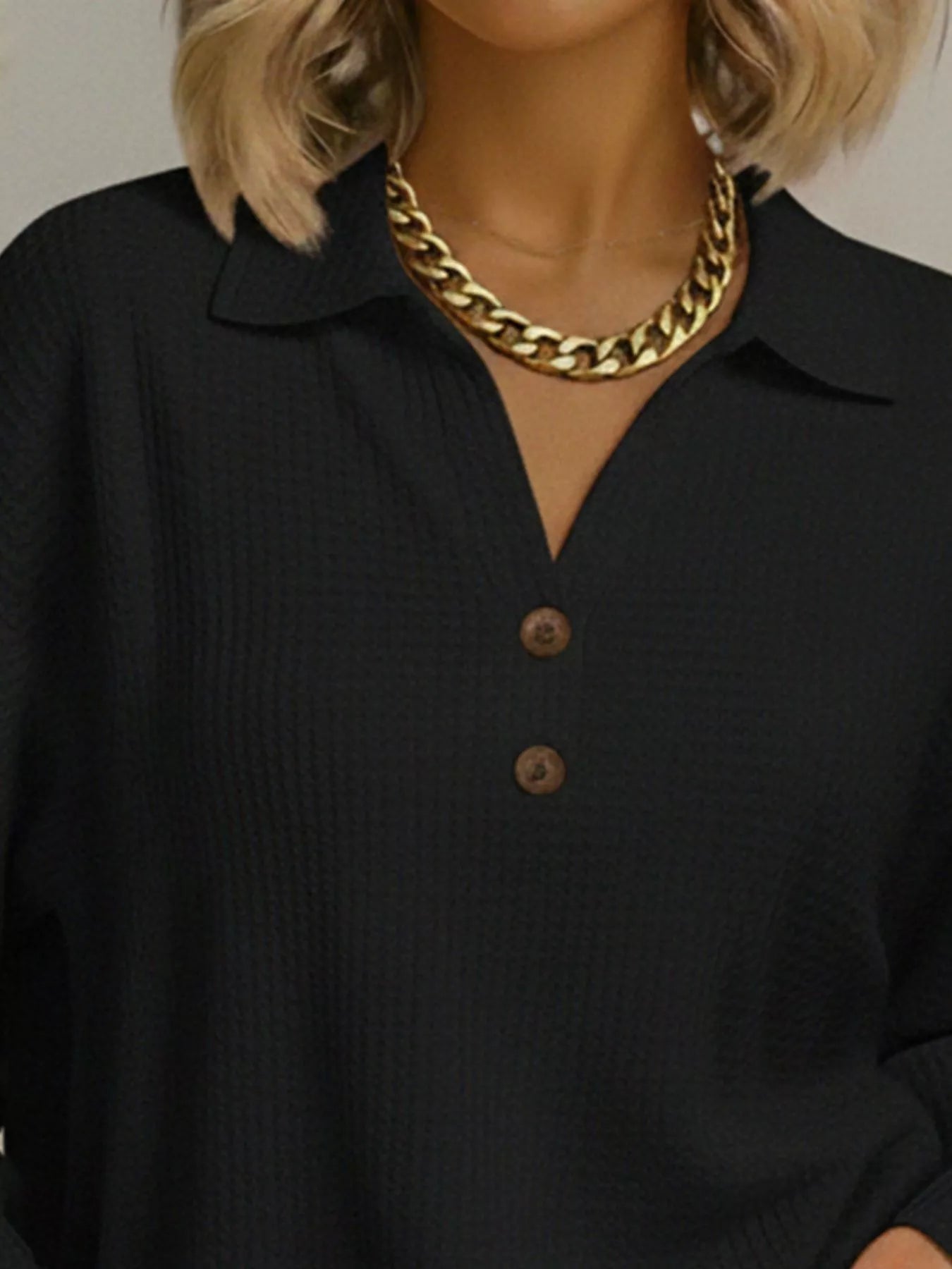 Full Size Textured Knit Decor Button Top Plus Size - Tigbul's Variety Fashion Shop