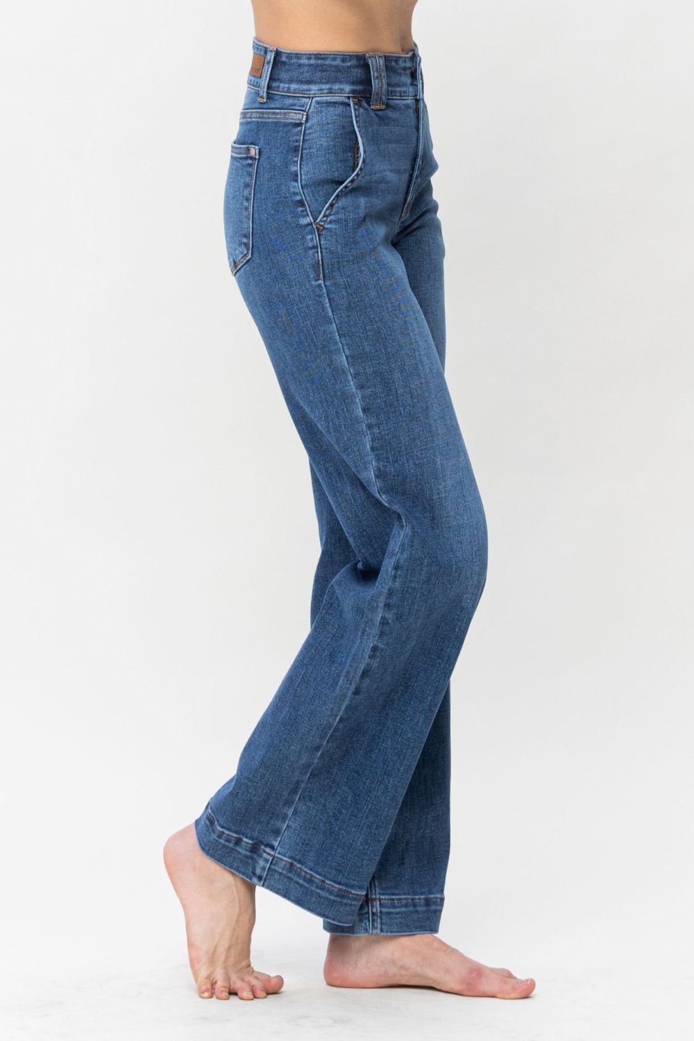 Judy Blue Full Size Double Button Wide Leg Jeans - Tigbul's Variety Fashion Shop