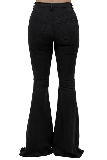 Bell Bottom Jean With Flame/Star Rhinestones - Tigbul's Variety Fashion Shop