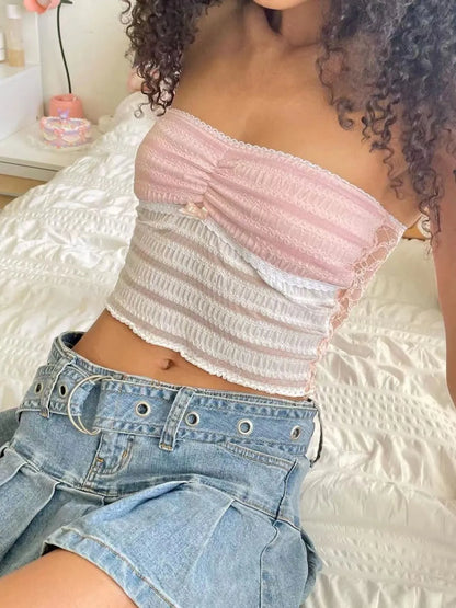 Pink Lace Tube Top - Tigbul's Variety Fashion Shop