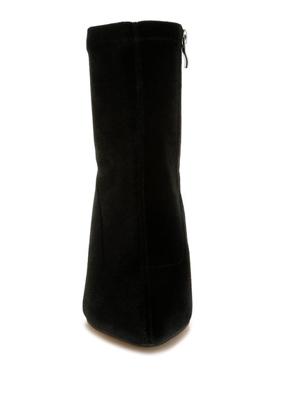 Arcturus Flared Block Heel Velvet Boots - Tigbul's Variety Fashion Shop