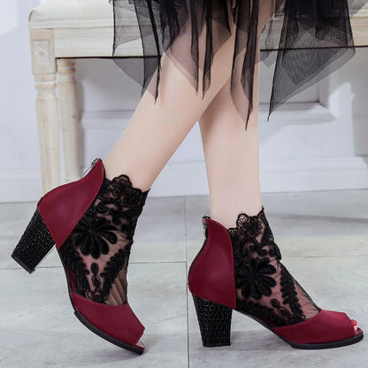 Peep Toe Block Heels Sandals - Tigbul's Variety Fashion Shop
