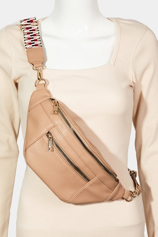 PU Leather Crossbody Bag with Removable Strap