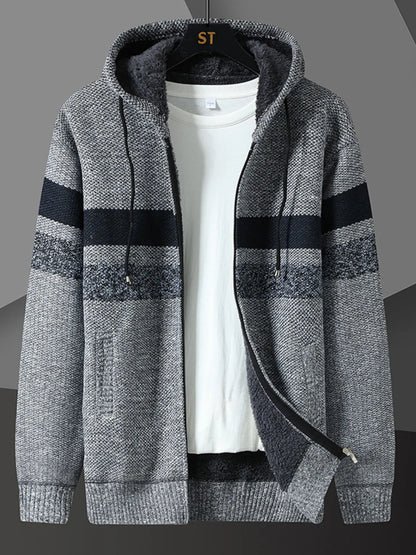 Men's Plus Size Drawstring Zip Up Hooded Cardigan - Tigbul's Variety Fashion Shop