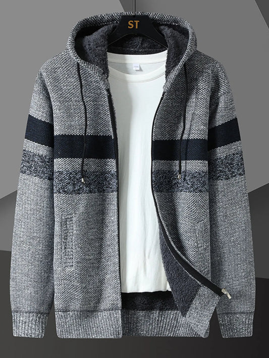 Men's Plus Size Drawstring Zip Up Hooded Cardigan - Tigbul's Variety Fashion Shop
