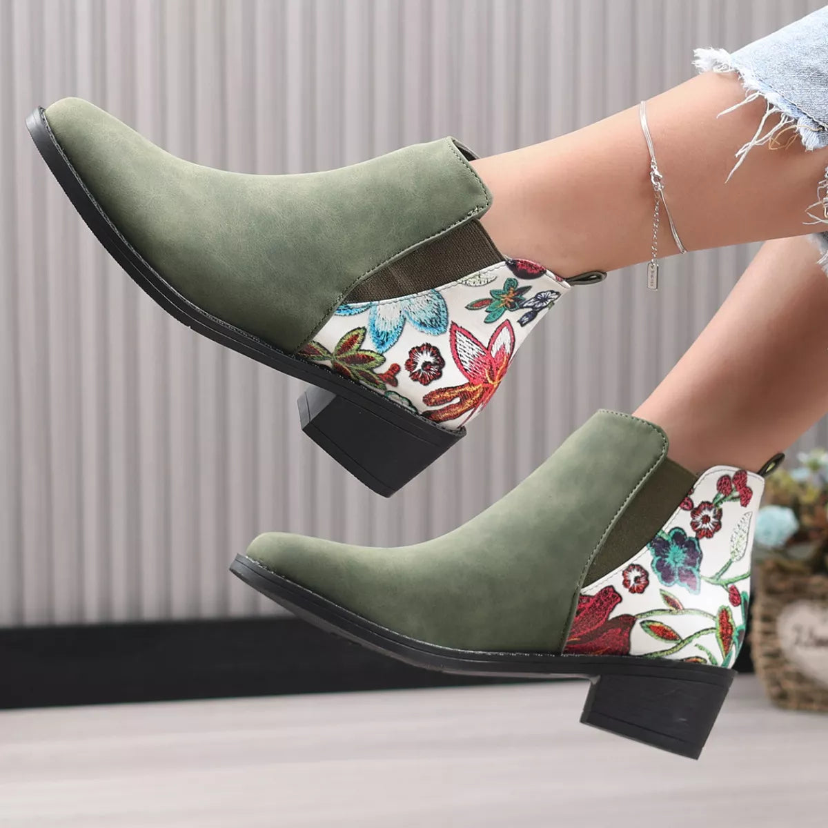 Point Toe Block Heels Ankle Boots - Tigbul's Variety Fashion Shop