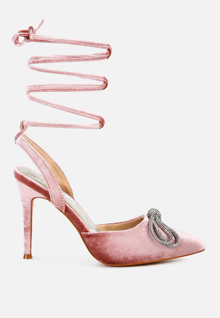 Big Treat Rhinestone Embellished Lace Up Sandals - Tigbul's Variety Fashion Shop