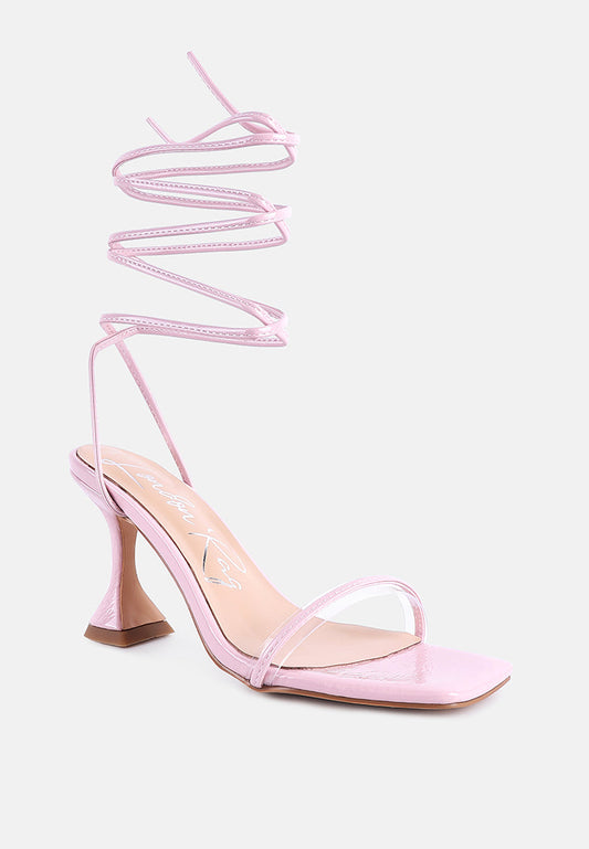 Biten Berry Spool Heel Lace Up Sandals - Tigbul's Variety Fashion Shop