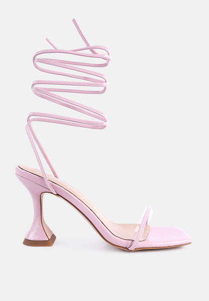 Biten Berry Spool Heel Lace Up Sandals - Tigbul's Variety Fashion Shop
