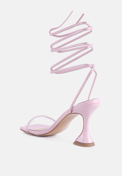 Biten Berry Spool Heel Lace Up Sandals - Tigbul's Variety Fashion Shop