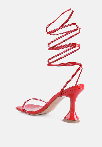 Biten Berry Spool Heel Lace Up Sandals - Tigbul's Variety Fashion Shop