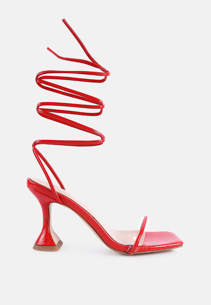 Biten Berry Spool Heel Lace Up Sandals - Tigbul's Variety Fashion Shop