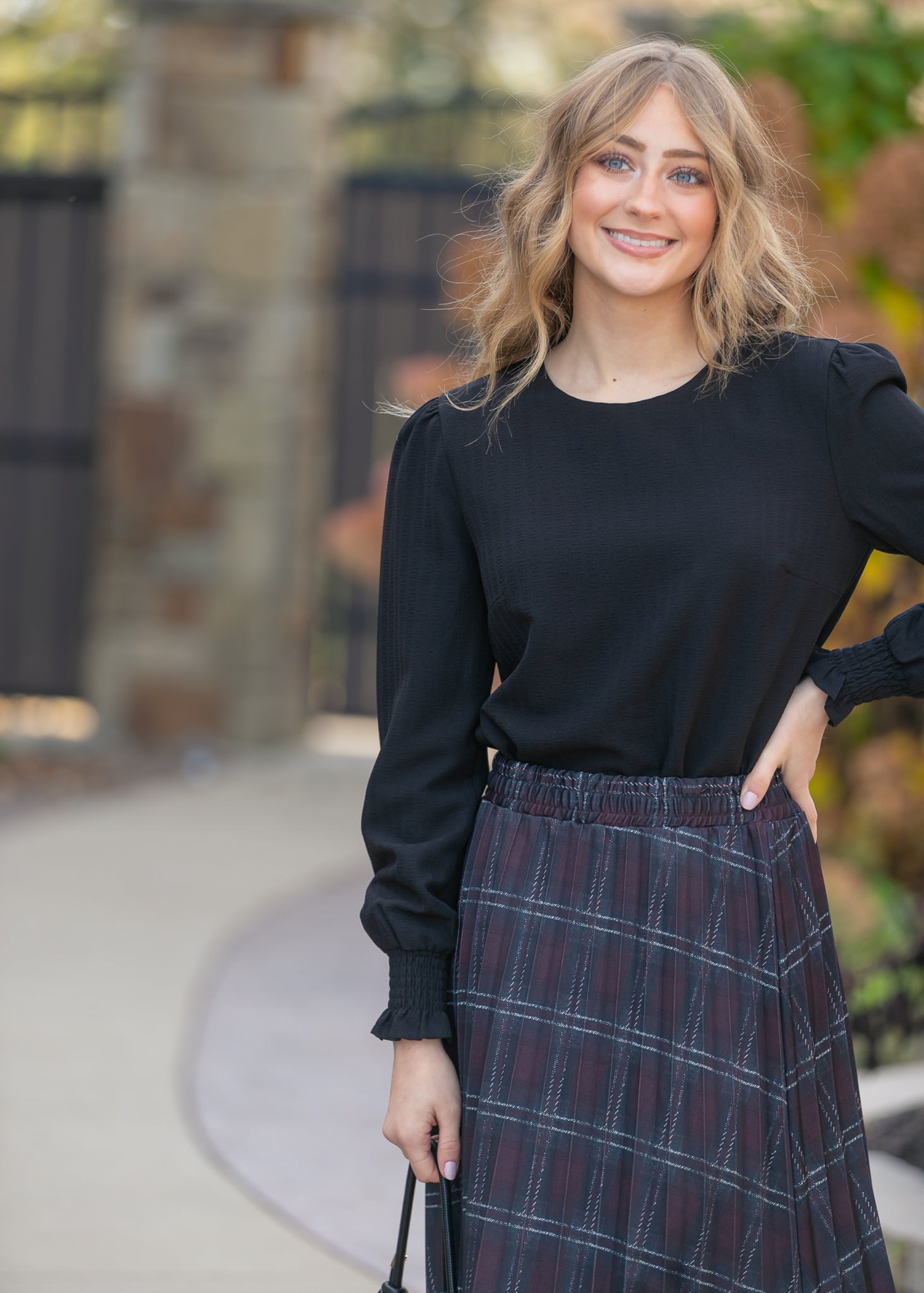 Blake Cinched Sleeve Blouse - Tigbul's Variety Fashion Shop