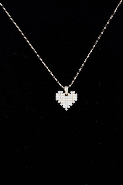 Block Pearl Heart Necklace - Tigbul's Variety Fashion Shop