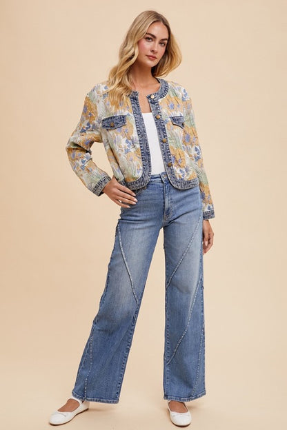 Blue Decorative Seams Wide Leg Jeans - Tigbul's Variety Fashion Shop