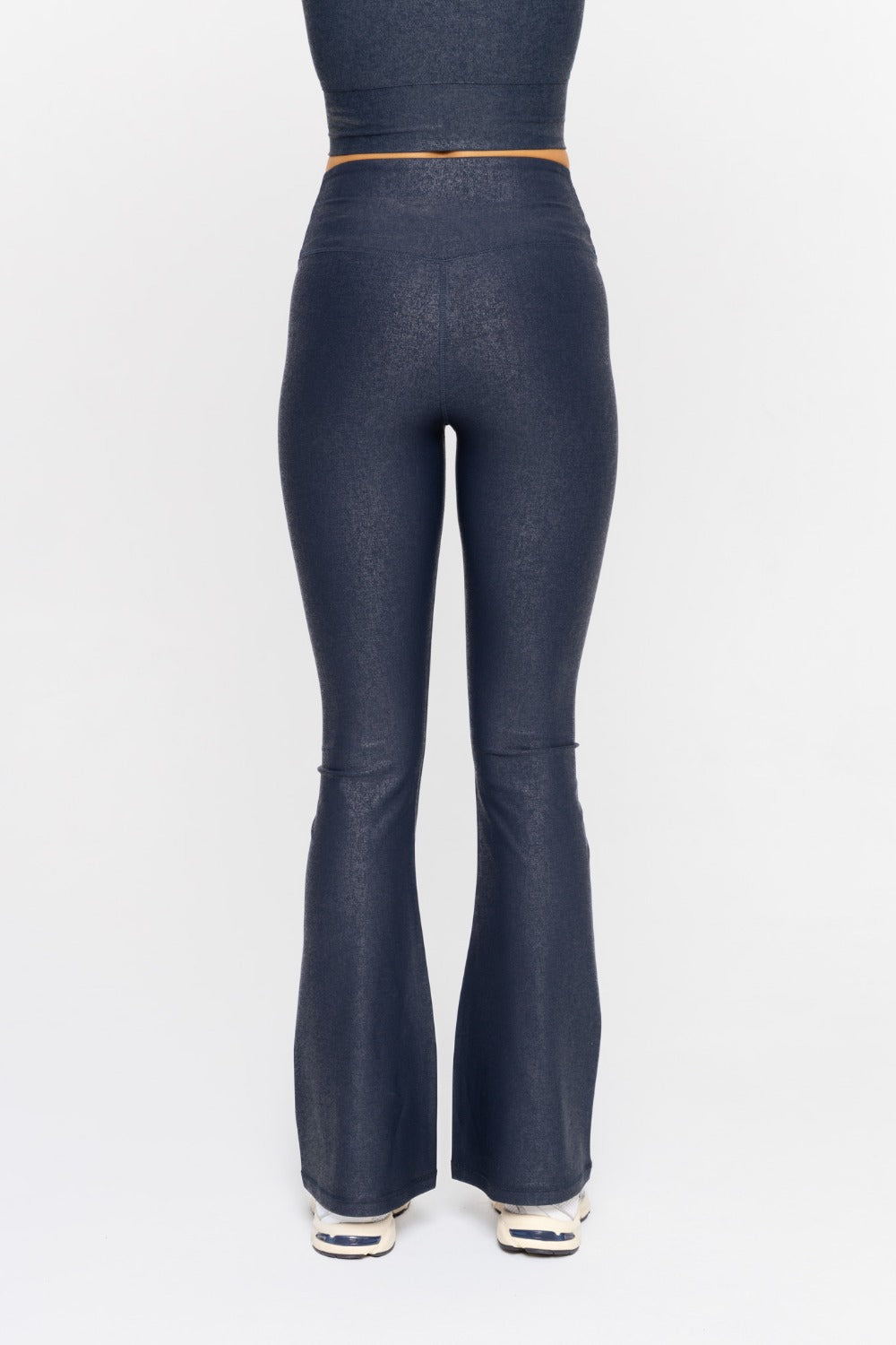 Luxe Edge Leather-Look Crossover Flare Leggings - Tigbul's Variety Fashion Shop