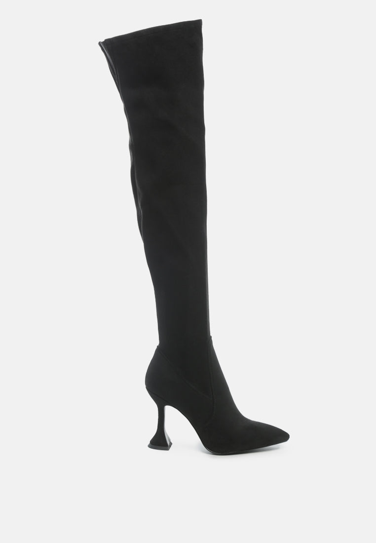 Brandy Faux Suede Over The Knee High Heeled Boots - Tigbul's Variety Fashion Shop